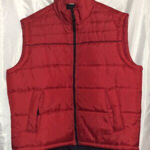 Men Full Zip Puffer Vest Red Size XL Pocket Inside and Outside